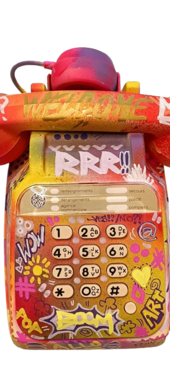 Sculpture Pop Art - " Hello - Téléphone Vintage "