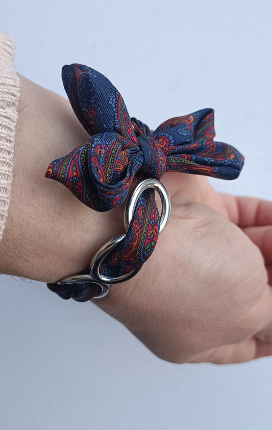 Manchette PM argentée - Ruban 100% soie