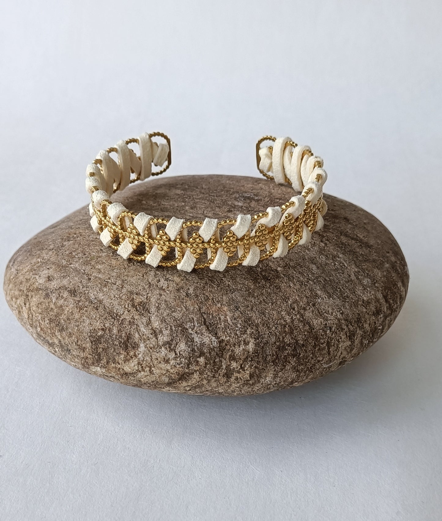 Bracelet plaqué or & cuir