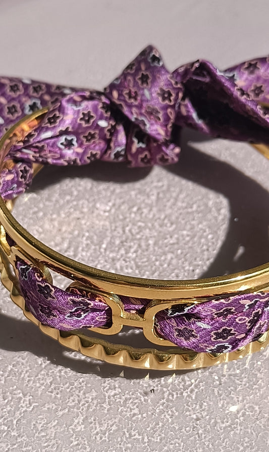Bracelet plaqué or & son ruban soie "Dolce Vita"