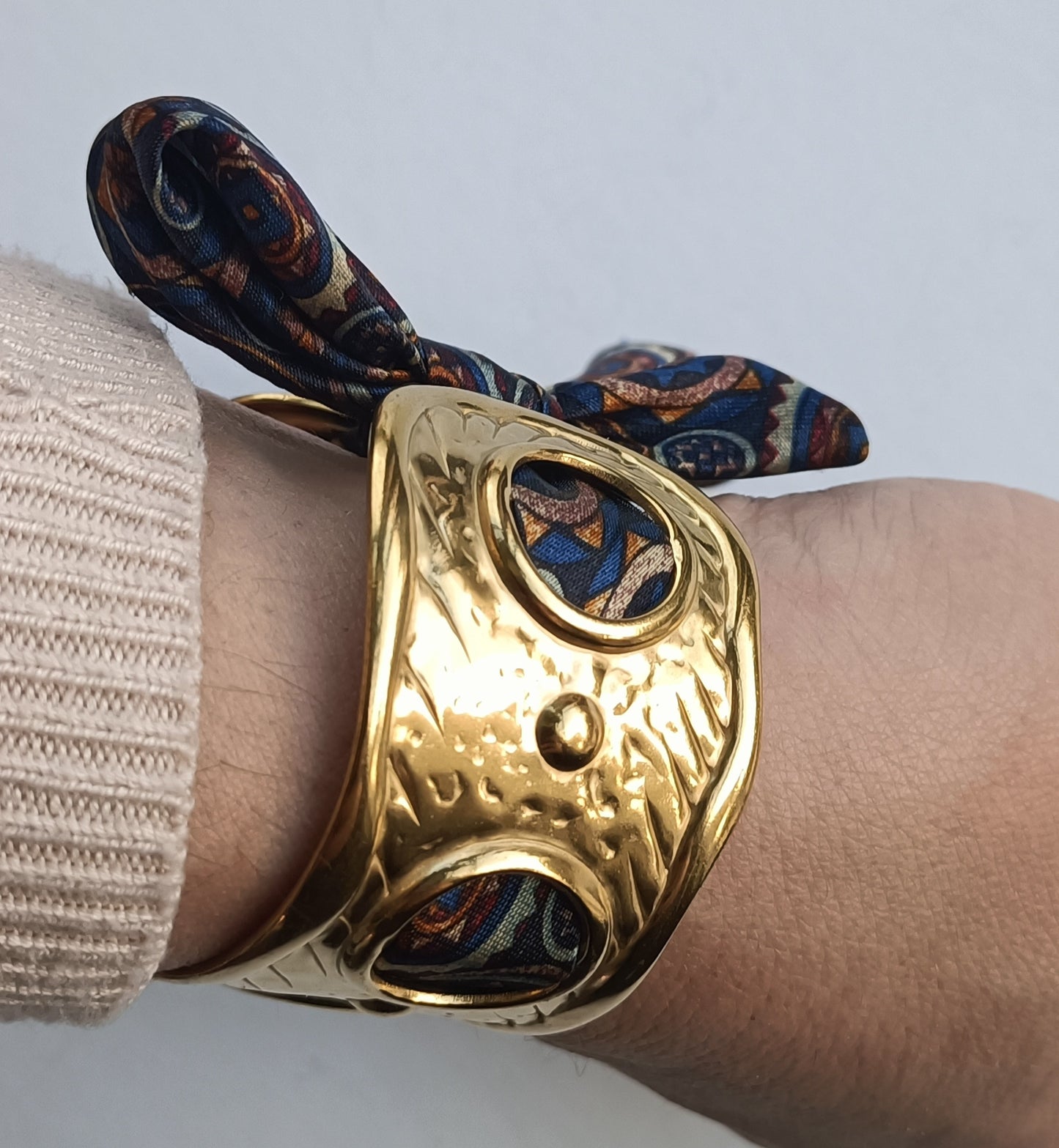 Manchette GM dorée - Ruban 100% soie