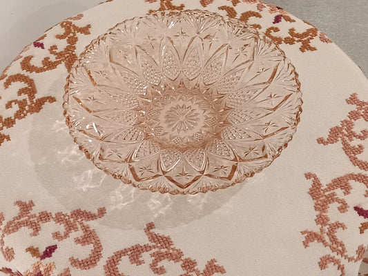 Grand plat "Rosaline" en verre taillé-vintage 50's
