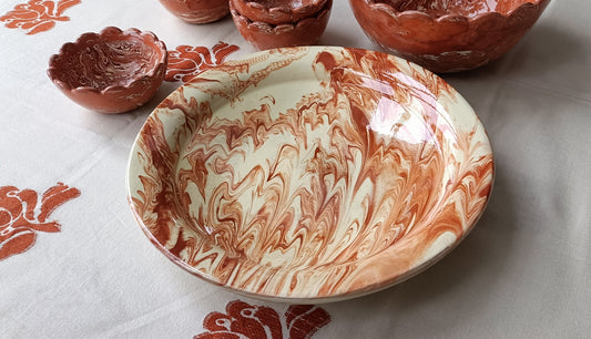 Grand plat céramique marbré