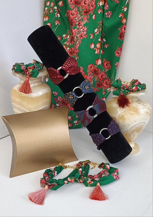 Bracelet 100% soie et son anneau design