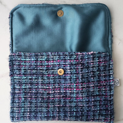 Pochette de soirée en tweed et satin