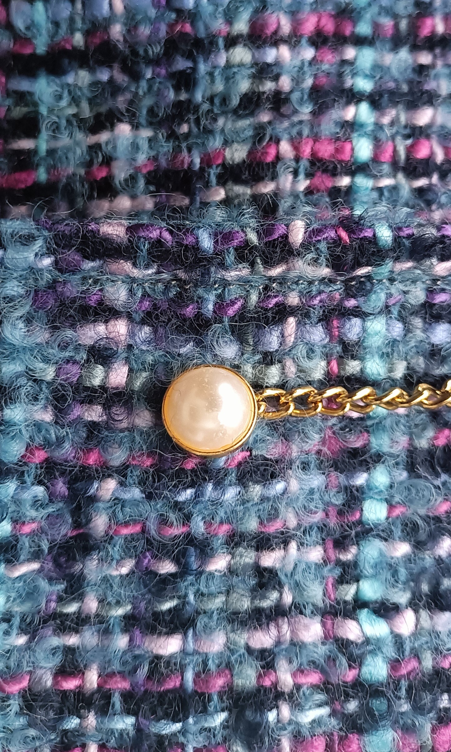 Pochette de soirée en tweed et satin