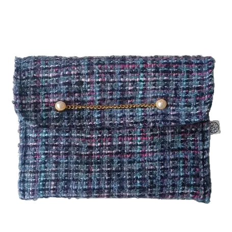 Pochette de soirée en tweed et satin
