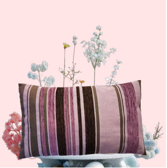 Coussin rayures - violet et brun