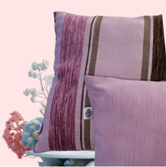Coussin rayures - violet et brun