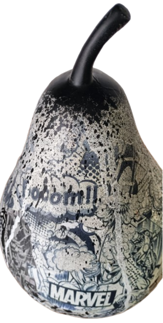 Sculpture Poire Pop Art – Édition BD Noir & Blanc