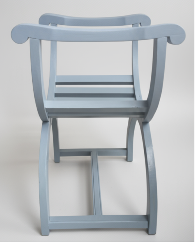 Fauteuil Dagobert en acajou - Bleu poétique avec son coussin