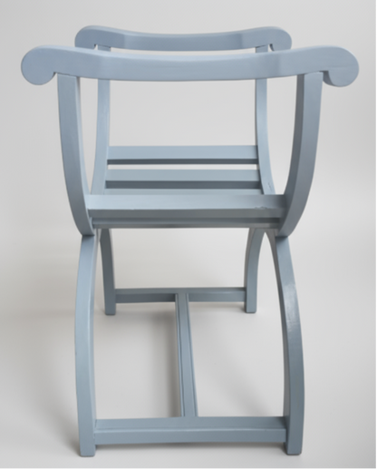 Fauteuil Dagobert en acajou - Bleu poétique avec son coussin