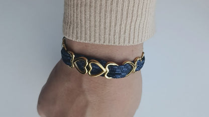 Manchette PM Coeur dorée - Ruban 100% soie