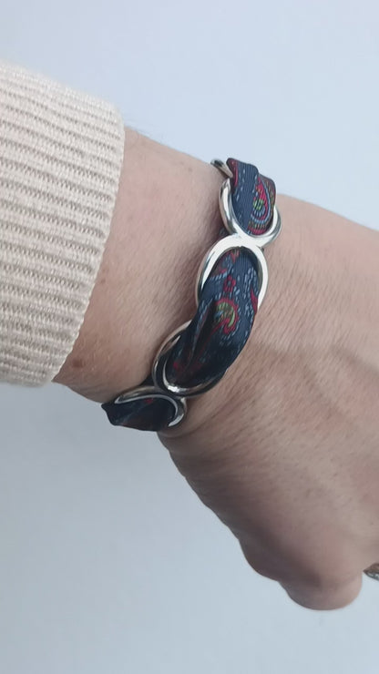 Manchette PM argentée - Ruban 100% soie