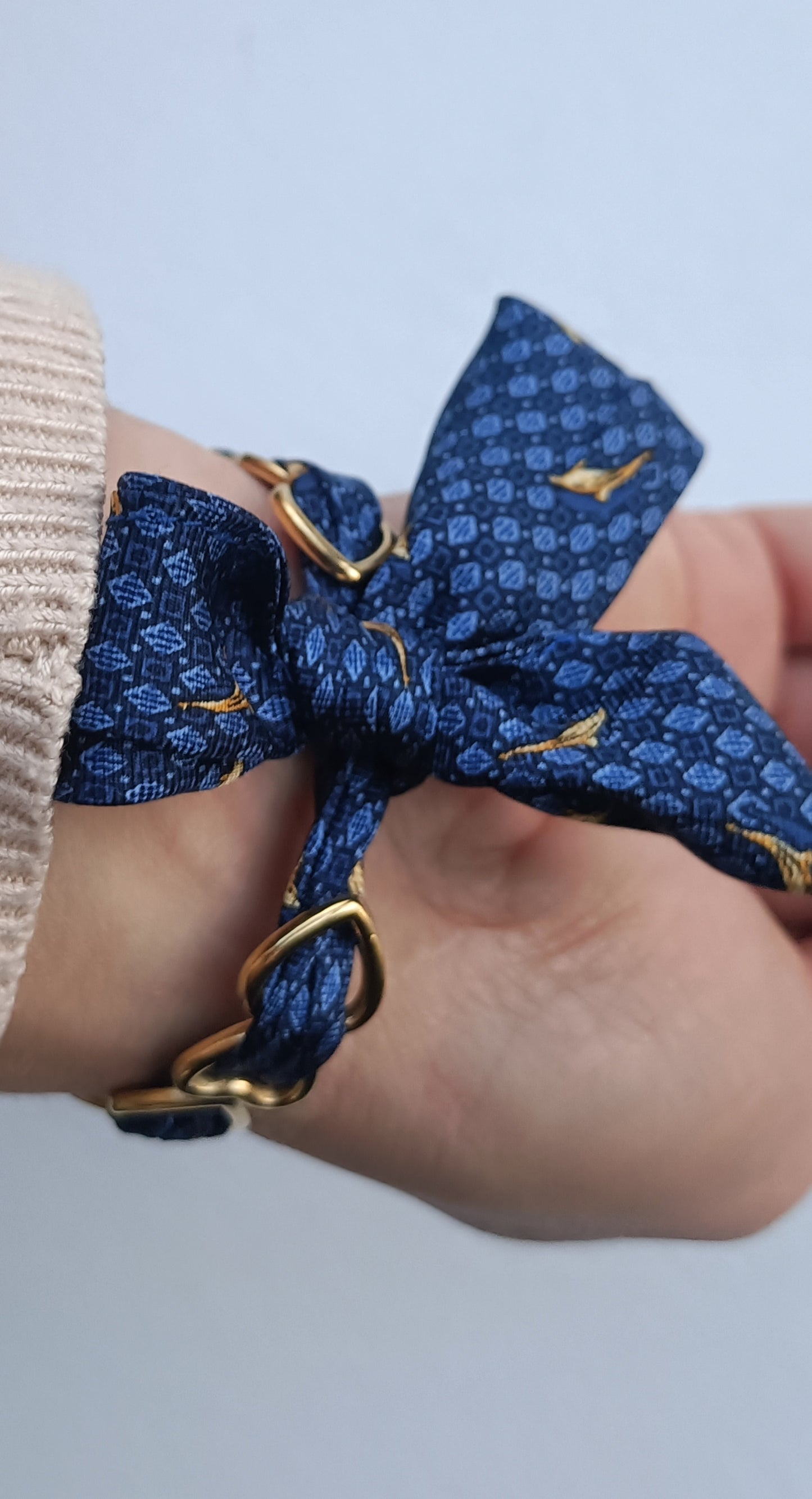 Manchette PM Coeur dorée - Ruban 100% soie