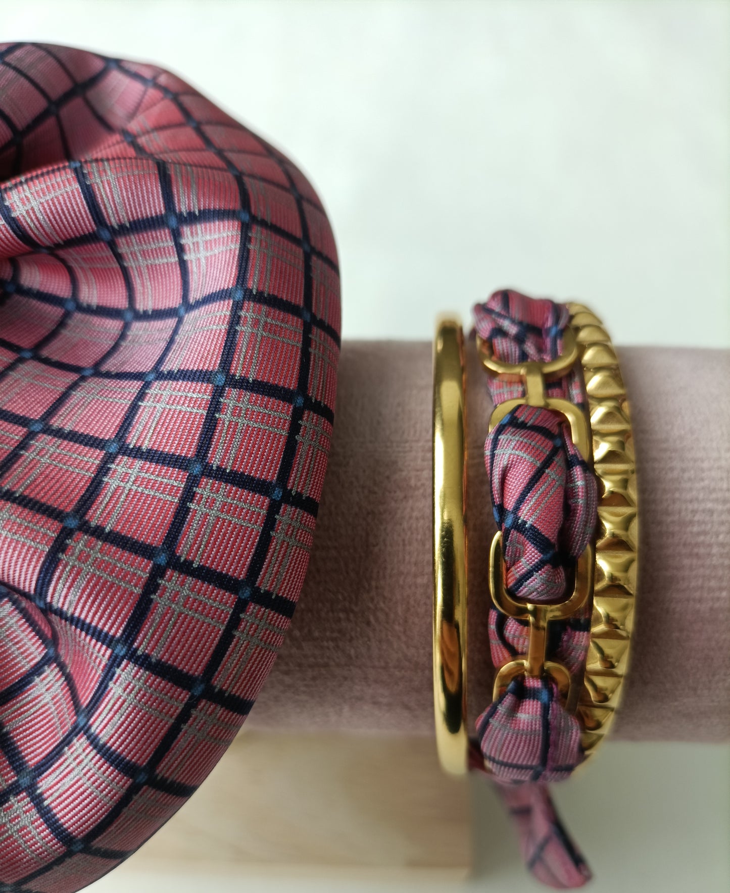 Bracelet plaqué or & son ruban soie "Dolce Vita"