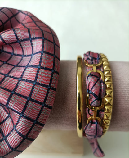 Bracelet plaqué or & son ruban soie "Dolce Vita"