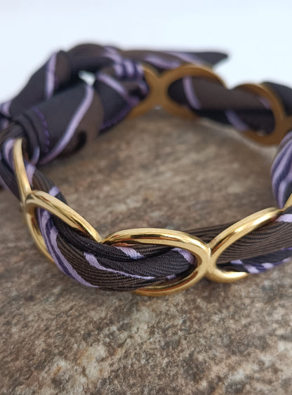 Bracelet plaqué or & son ruban soie