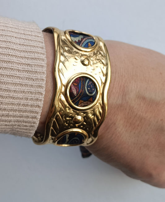 Manchette GM dorée - Ruban 100% soie