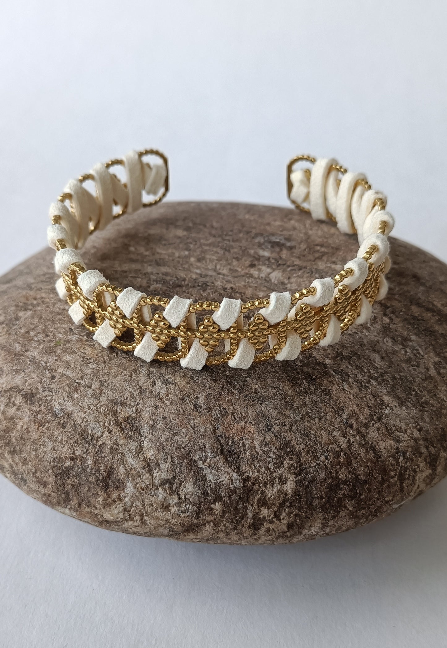 Bracelet plaqué or & cuir