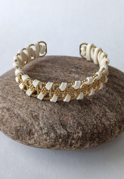 Bracelet plaqué or & cuir