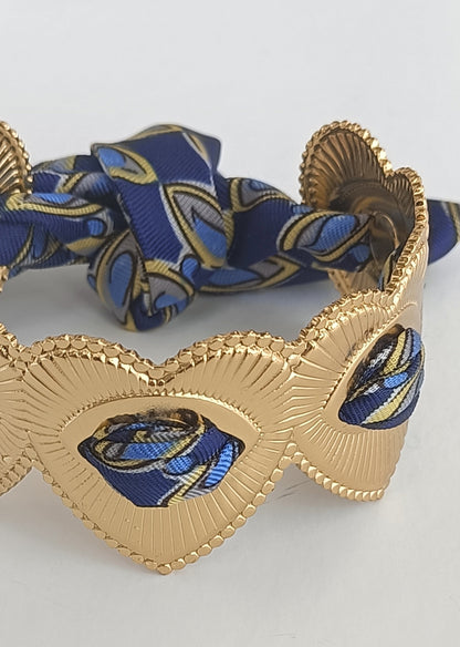 Manchette coeur GM plaqué or 18K - Ruban 100% soie