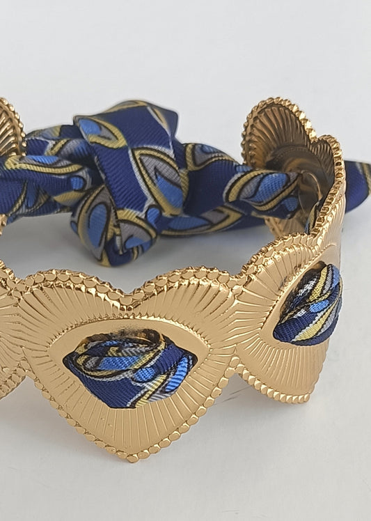 Manchette coeur GM dorée - Ruban 100% soie