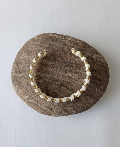 Bracelet plaqué or & cuir