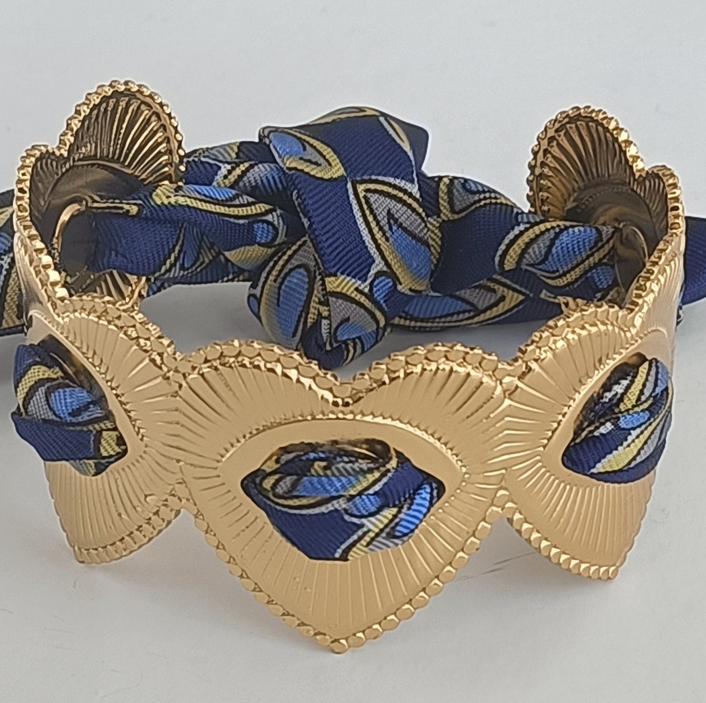 Manchette coeur GM plaqué or 18K - Ruban 100% soie