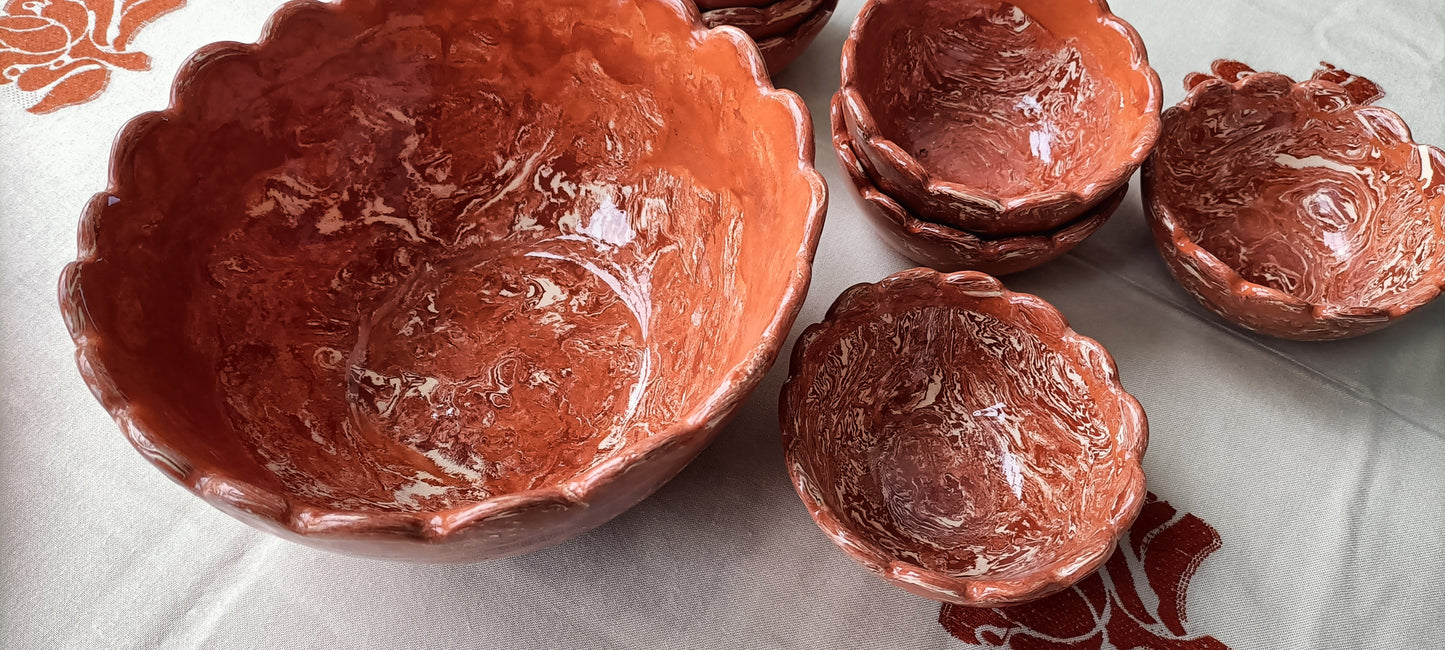 Bol en céramique marbré et émaillé