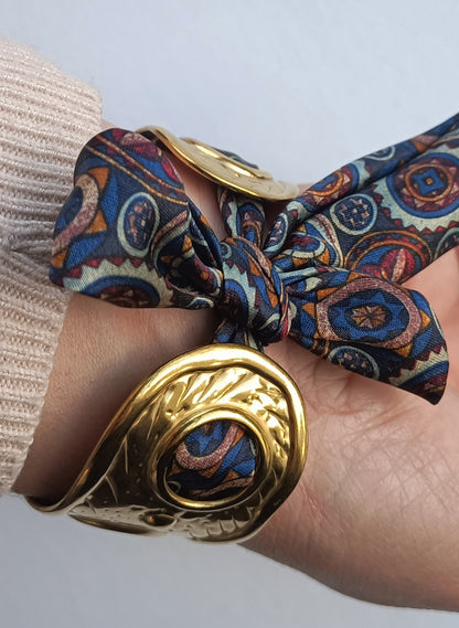 Manchette GM dorée - Ruban 100% soie