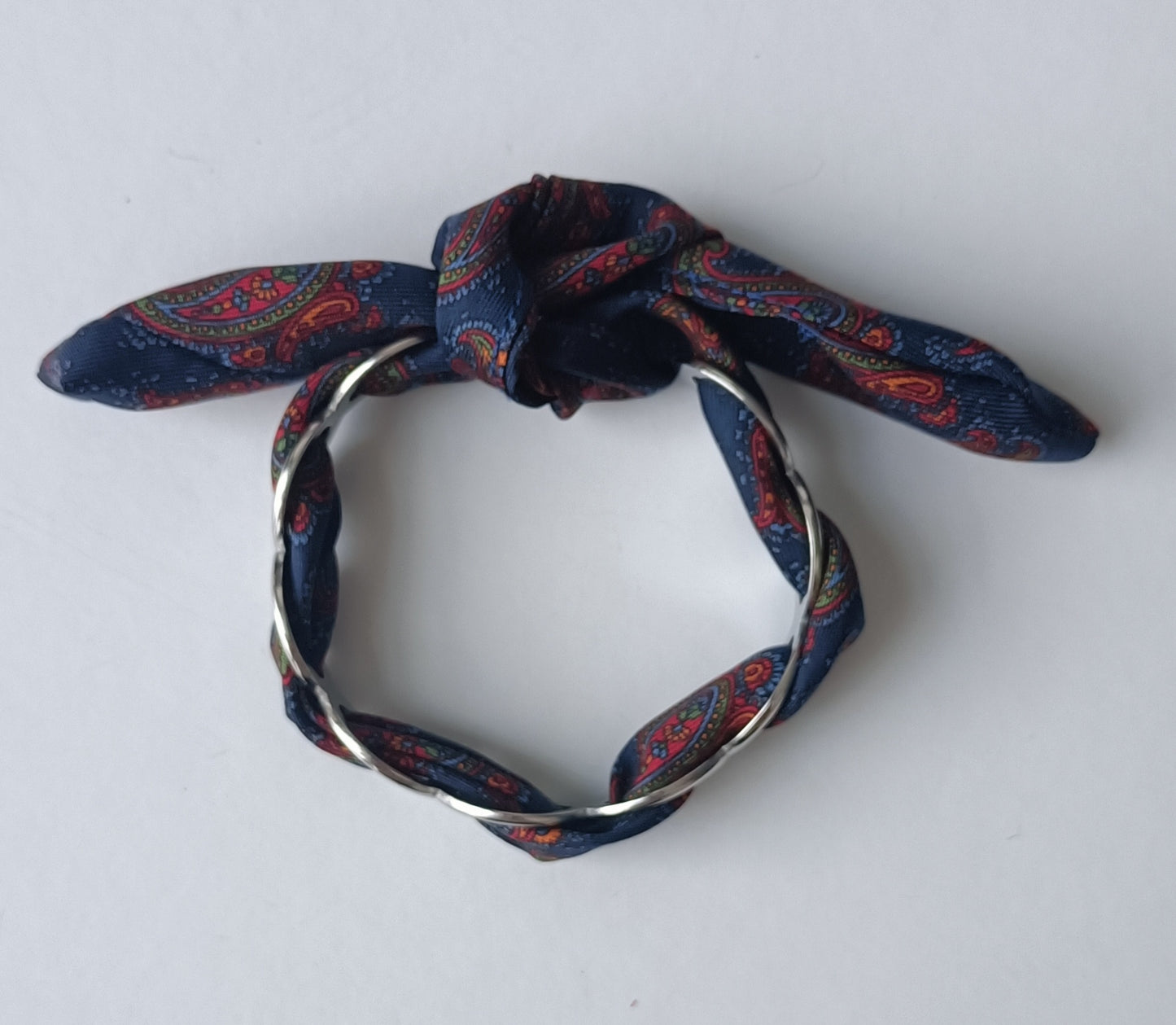 Manchette PM argentée - Ruban 100% soie