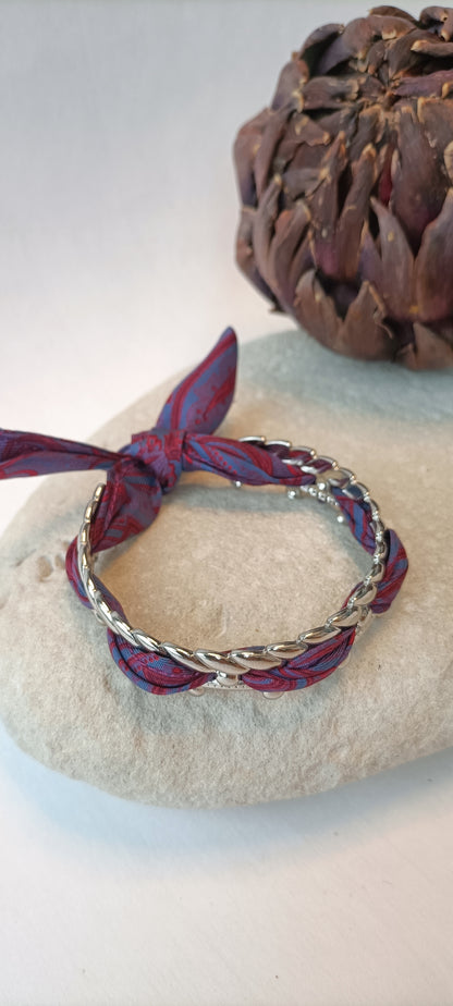 Bracelet argenté Indie & soie