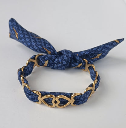 Manchette PM Coeur dorée - Ruban 100% soie