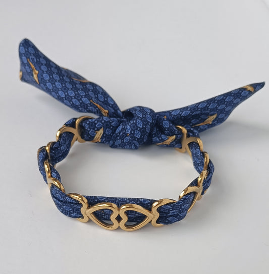 Manchette PM Coeur dorée - Ruban 100% soie