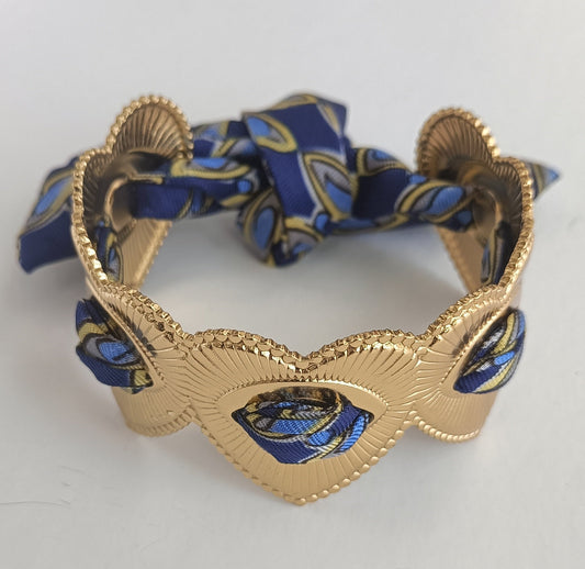 Manchette coeur GM dorée - Ruban 100% soie