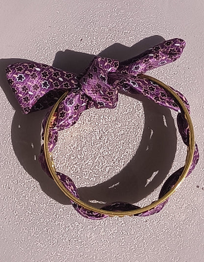 Bracelet plaqué or & son ruban soie "Dolce Vita"