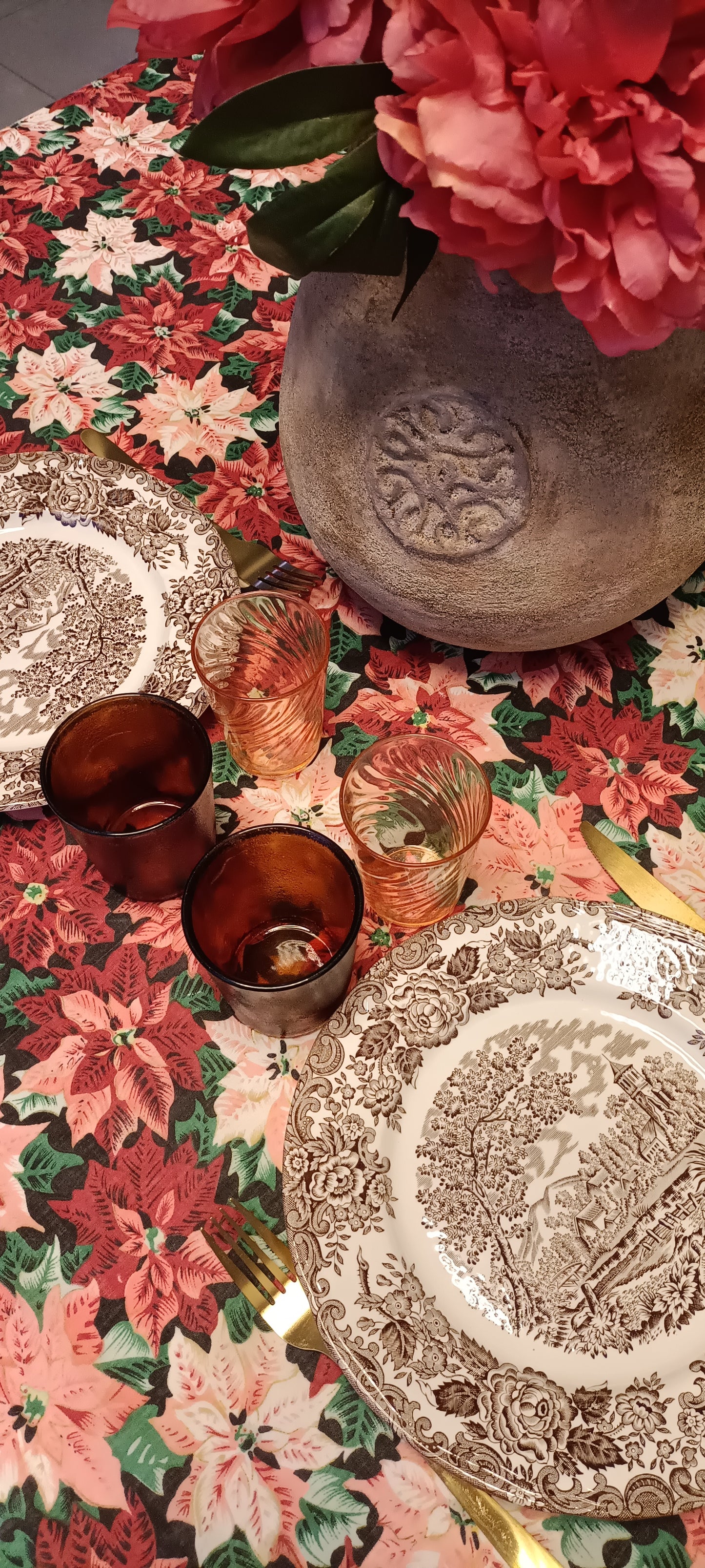 Nappe rectangulaire fleurie "Poinsettia"