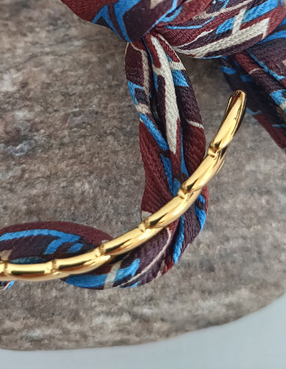 Bracelet plaqué or & son ruban soie