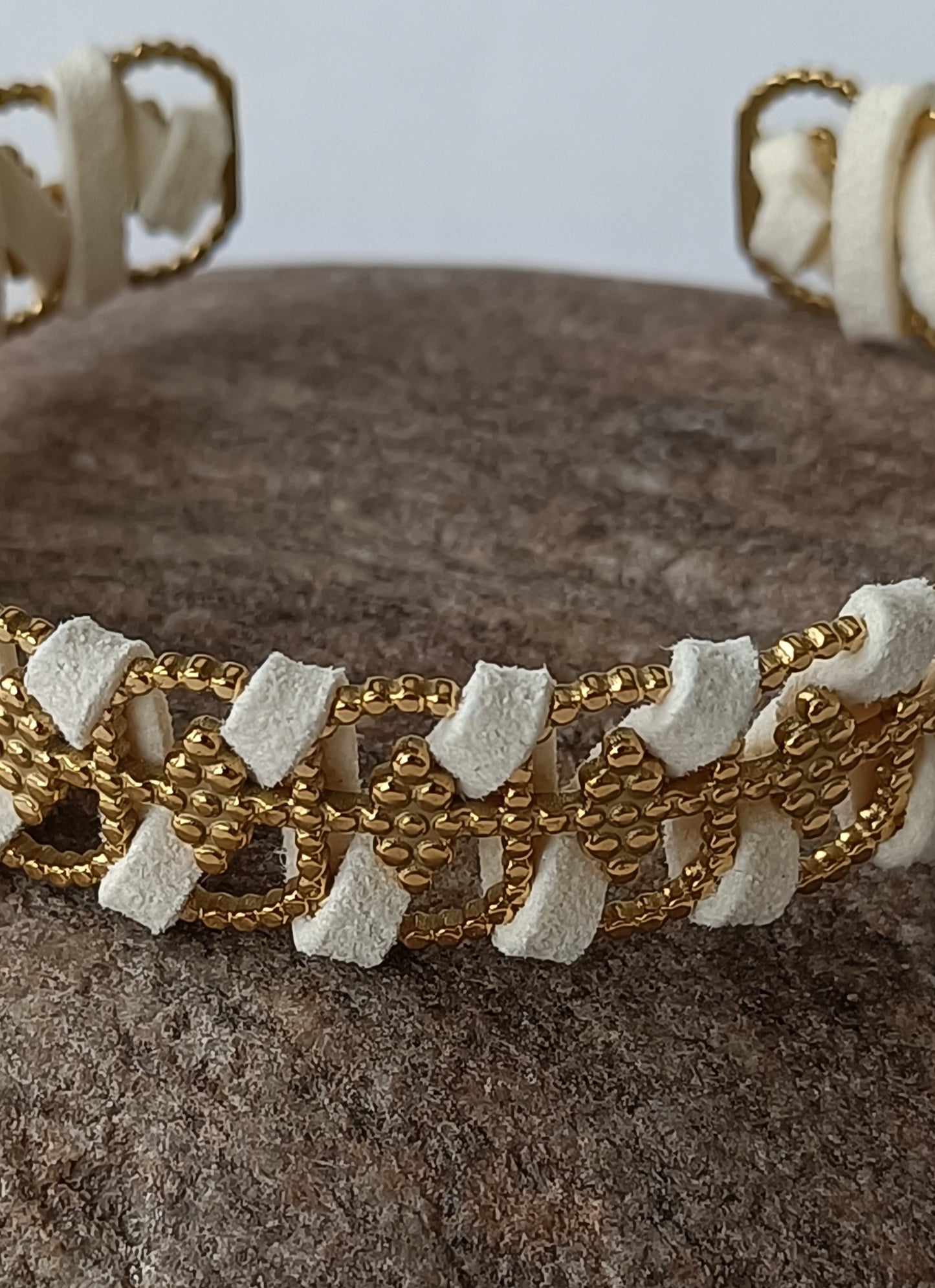 Bracelet plaqué or & cuir