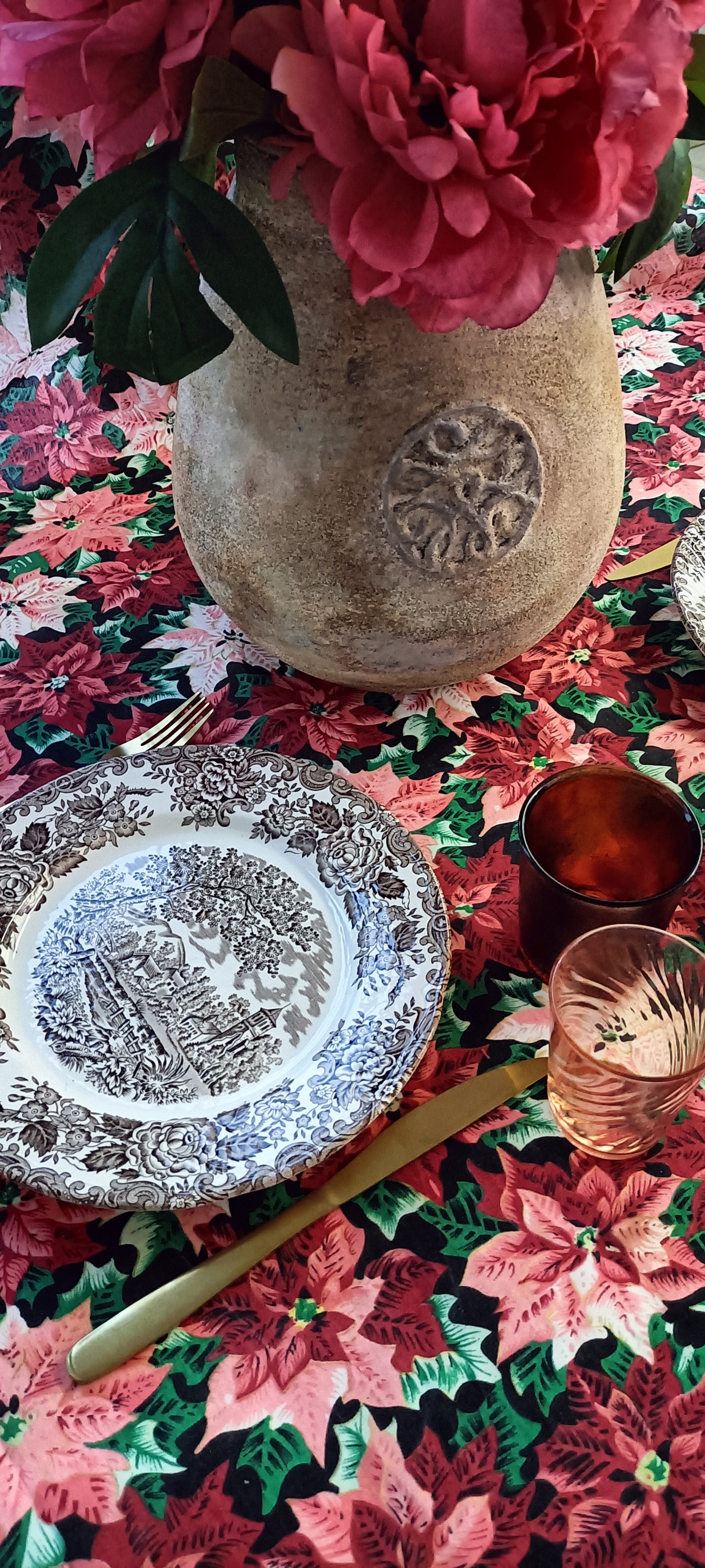 Nappe rectangulaire fleurie "Poinsettia"