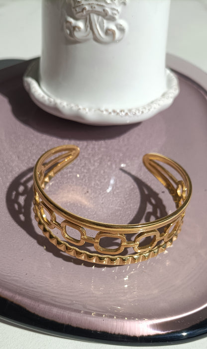 Bracelet plaqué or & son ruban soie "Dolce Vita"
