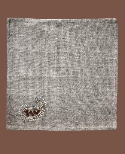 Set de 4 serviettes motif "Cachemire" en lin brodé