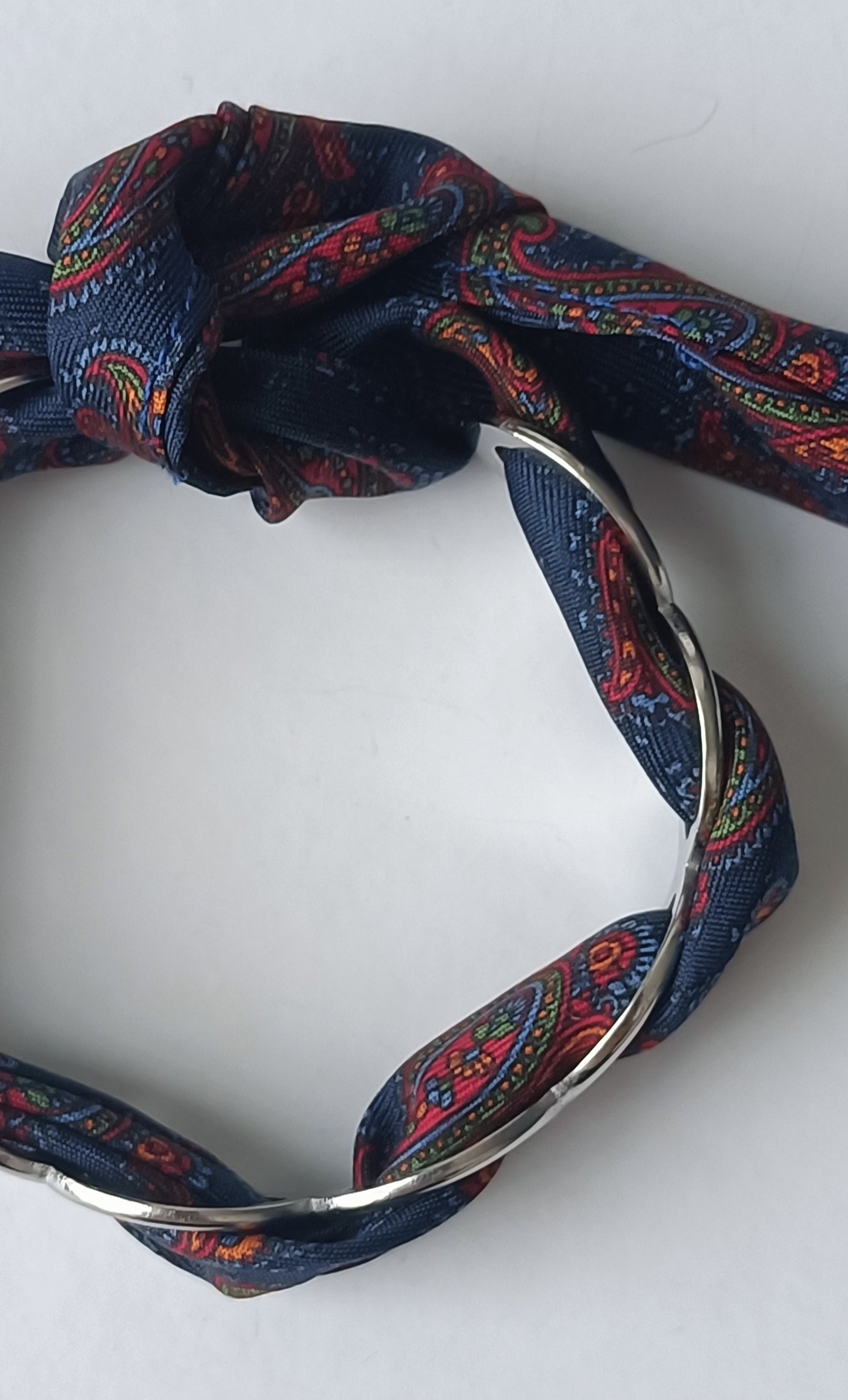 Manchette PM argentée - Ruban 100% soie