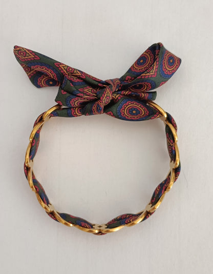 Bracelet plaqué or coeur & son ruban soie