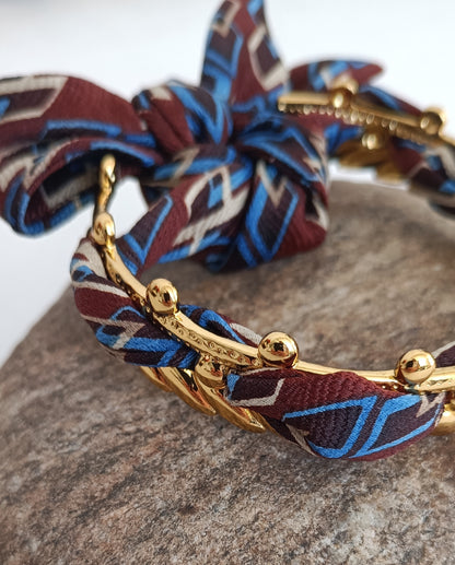 Bracelet plaqué or & son ruban soie