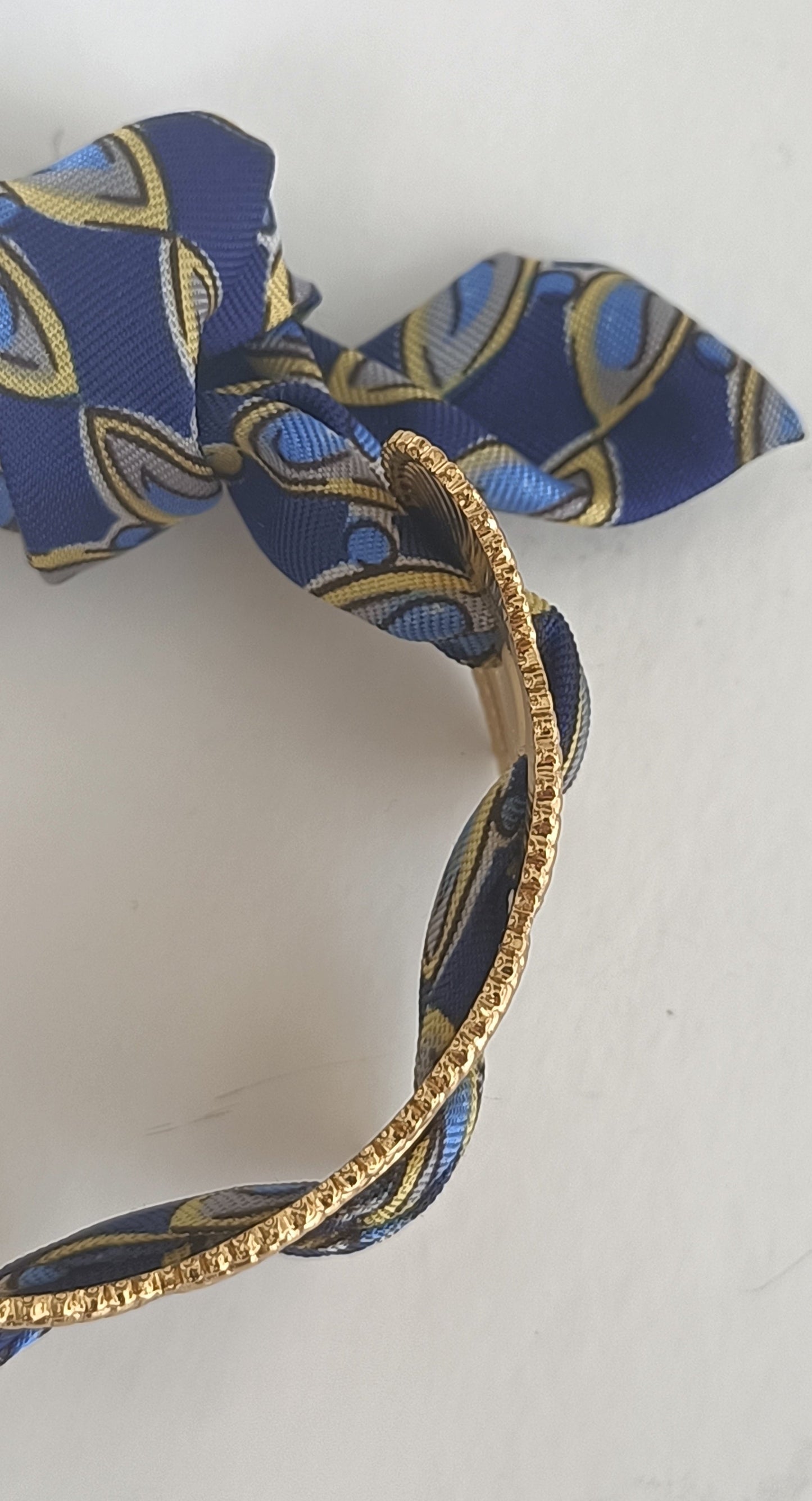 Manchette coeur GM plaqué or 18K - Ruban 100% soie