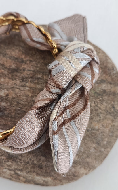 Bracelet plaqué or & son ruban soie