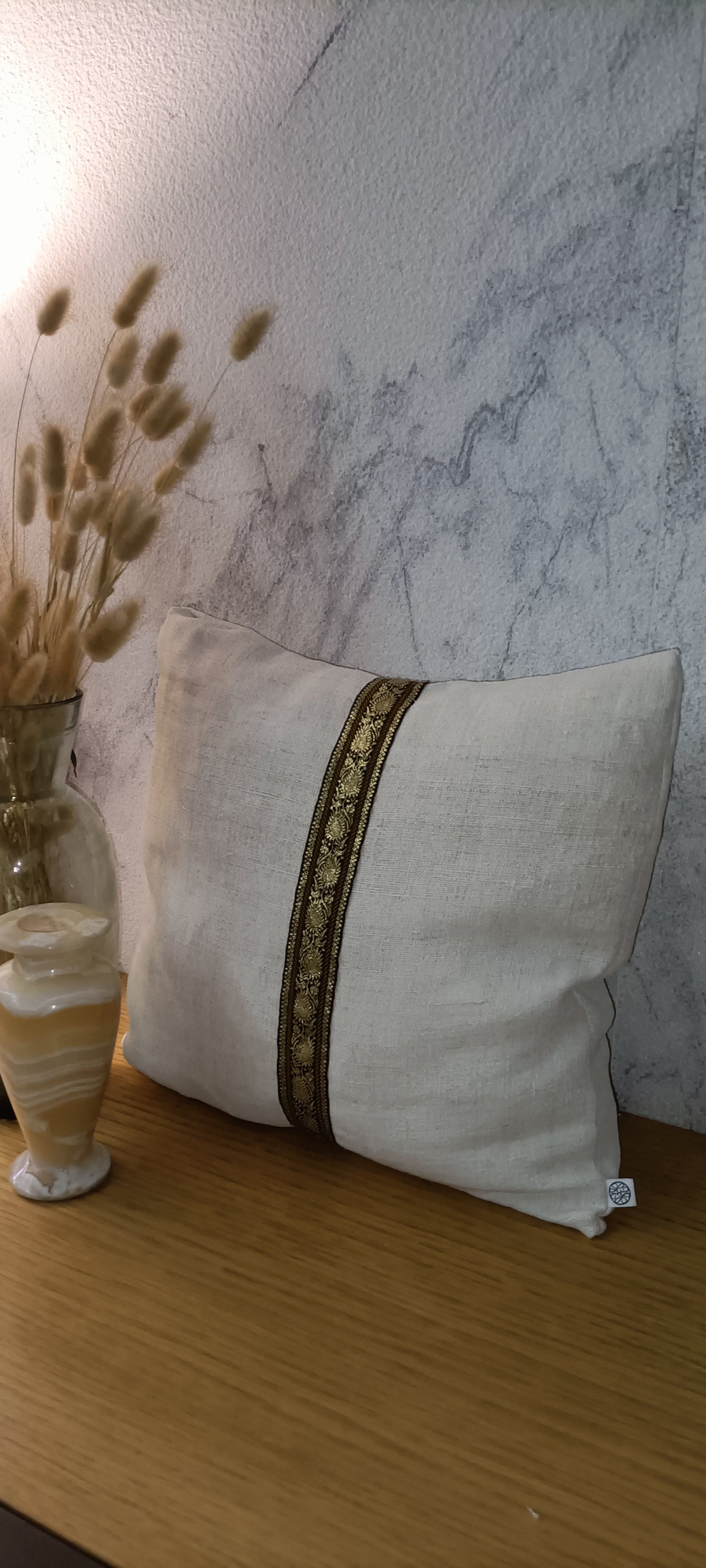 Housse de coussin lin brut