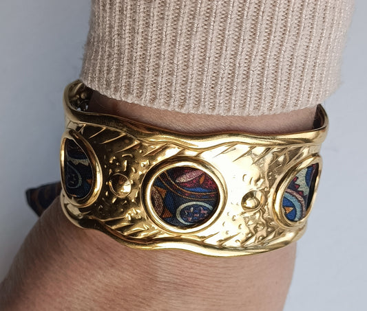 Manchette GM dorée - Ruban 100% soie